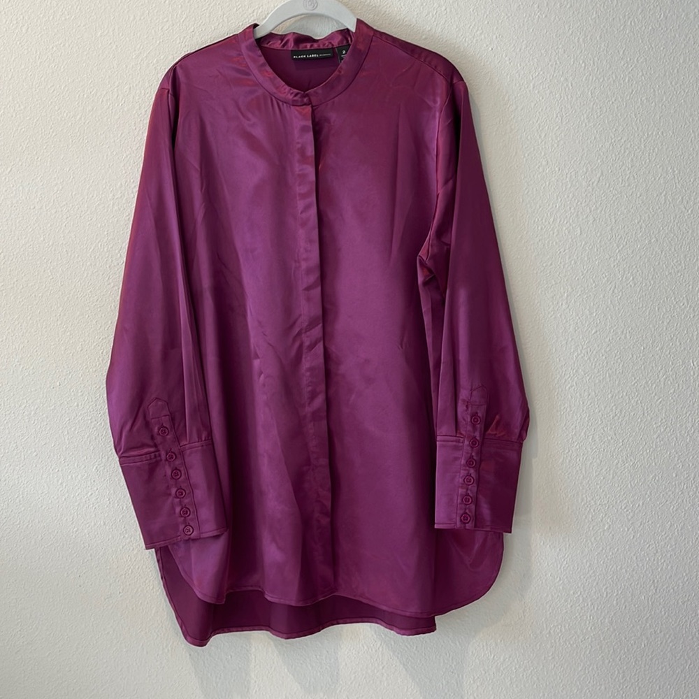 Chico’s exclusive Black Label dressy long sleeves plum? blouse size: Large